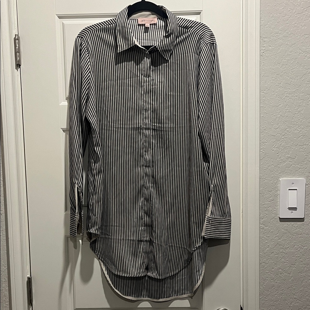 Philosophy Tan and black striped top
